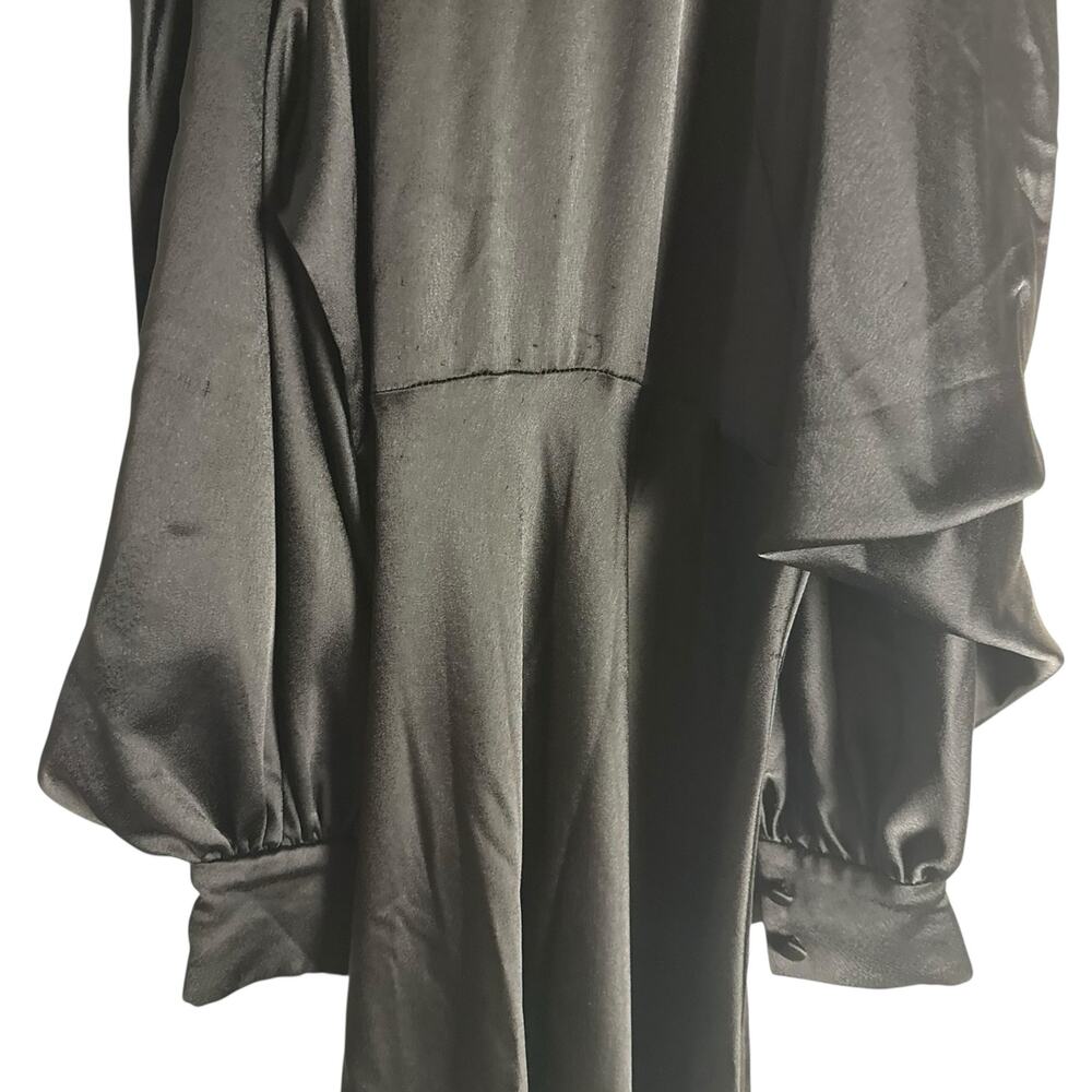 Arias New York Black Mock Neck Cold Shoulder Long Sleeve Cocktail Midi Dress 2 - Picture 15 of 16